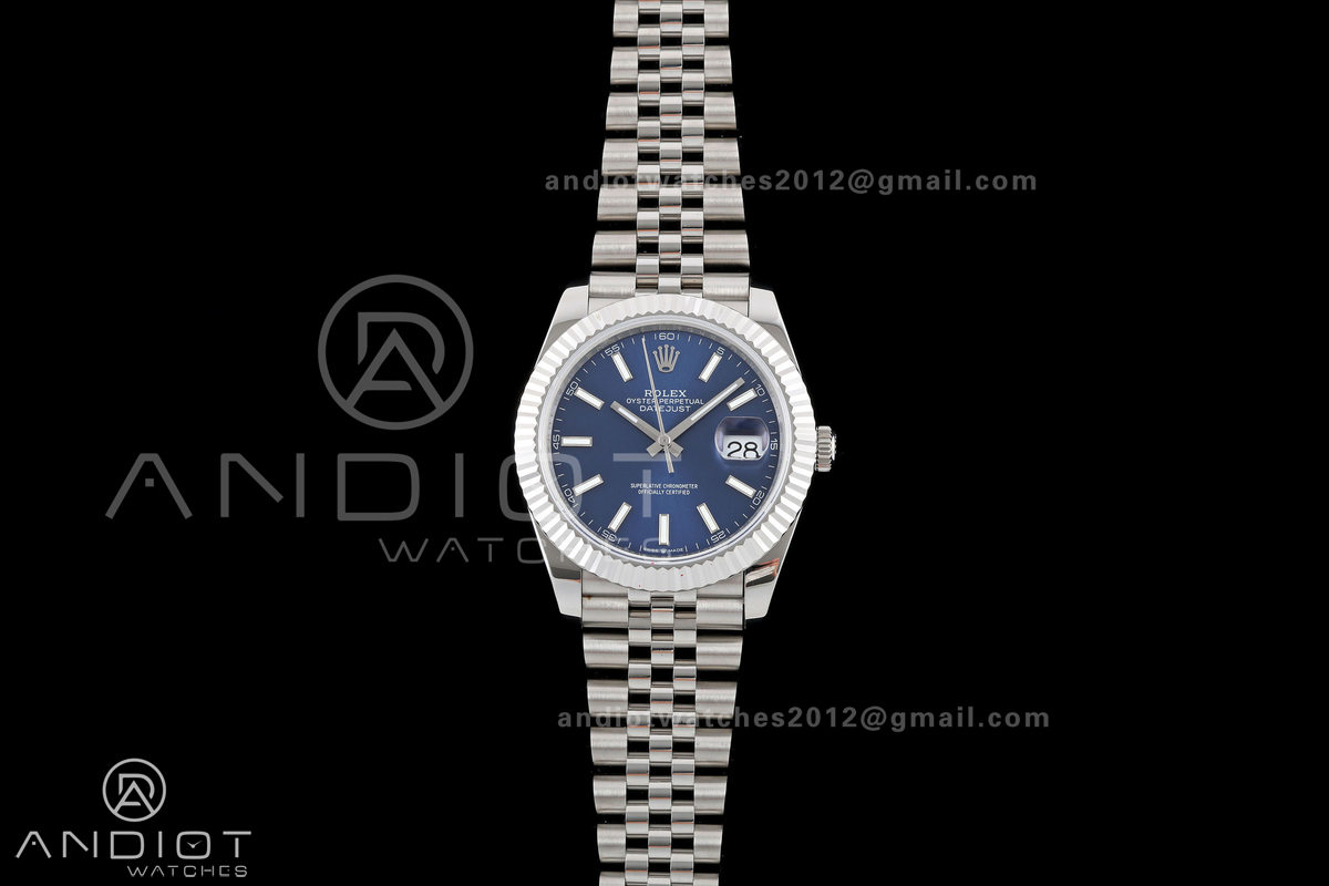 DateJust 41 126334 QF 1:1 Best Edition Blue Stick Dial on Jubilee Bracelet JH3235 (Free Sprung)